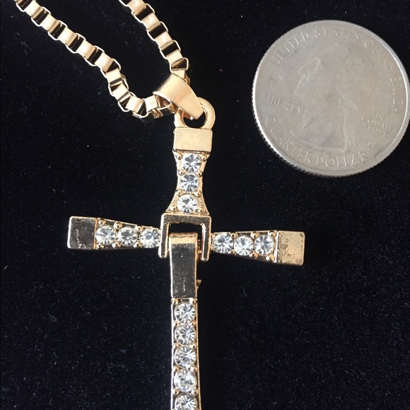 New! Gold Tone 24” BoxChain Cross Pendant Necklace - Picture 6 of 6